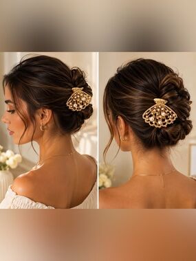 Piper.k Gold Shell Pearl Hair Claw